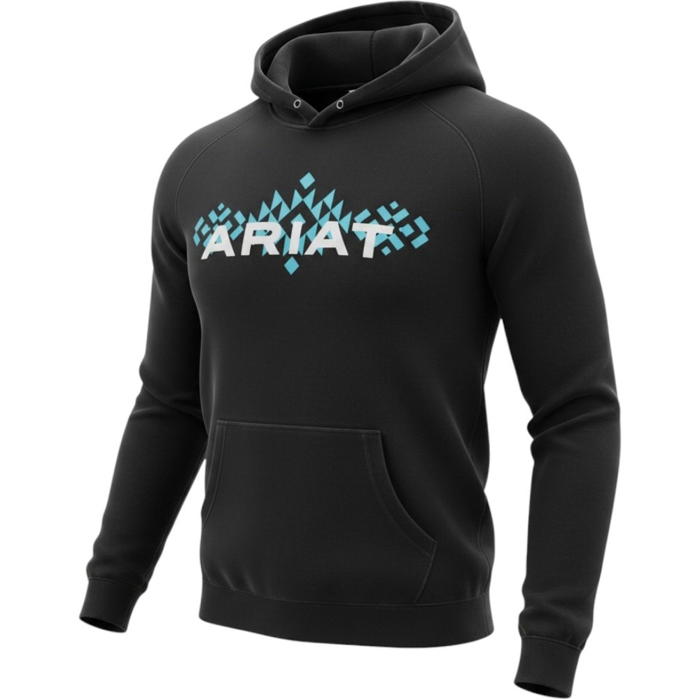 Ariat REAL Girls Black Geometric Graphic Black Hoodie Youth Size XXL (16)